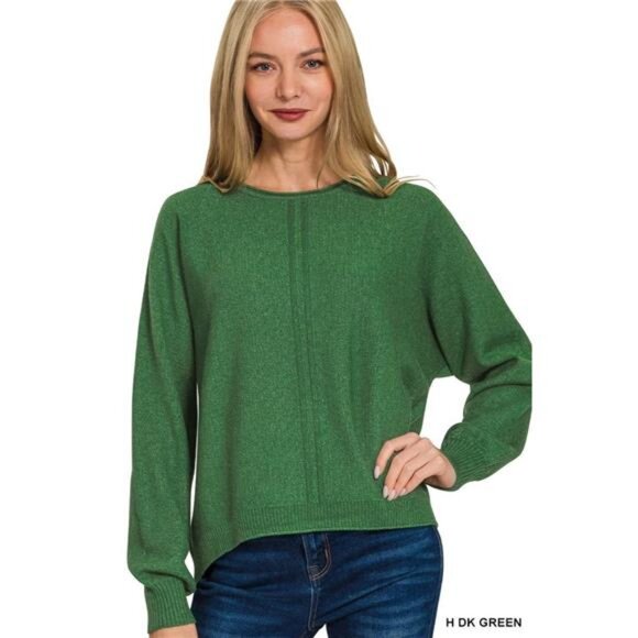 ✨NWT Zenana Viscose Front Seam Round-Neck Sweater - Picture 1 of 3